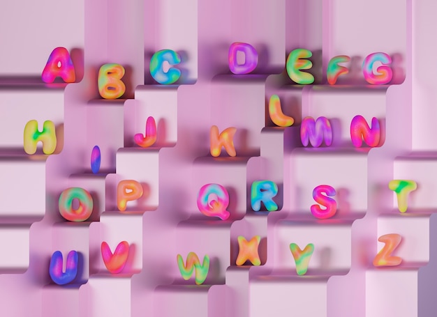 vue 3d des lettres de l'alphabet