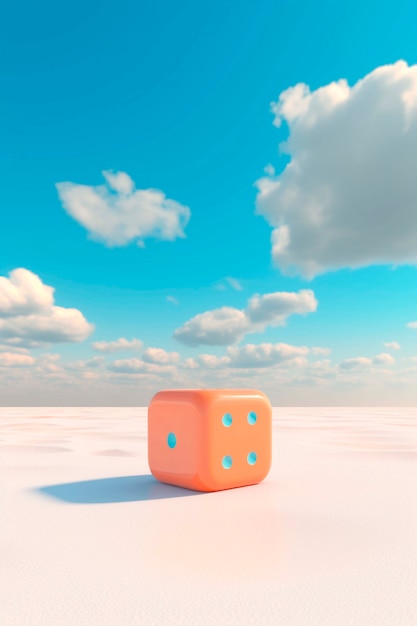 Photo gratuite vue des dés 3d avec des nuages