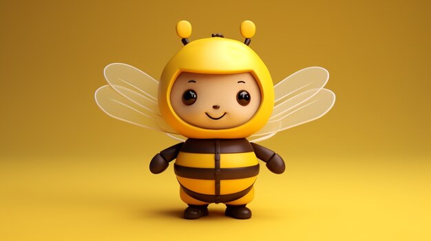 Vue de l'abeille de personnage de dessin animé 3D