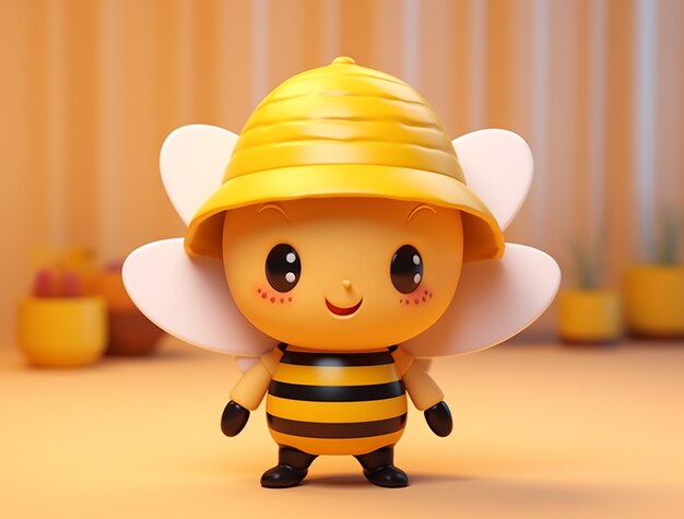 Vue de l'abeille de personnage de dessin animé 3D