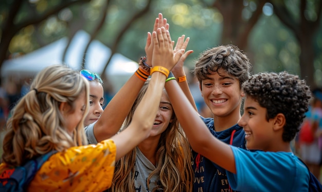 Vue d'adolescents divers pratiquant des activités de santé et de bien-être pour eux-mêmes et leur communauté