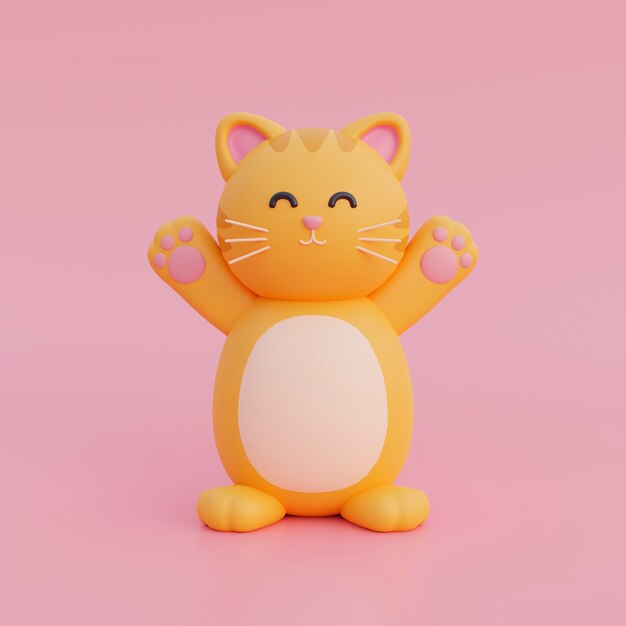 Vue de l'adorable chat 3d