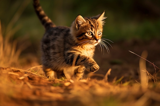 Photo gratuite vue d'un adorable chaton à l'extérieur