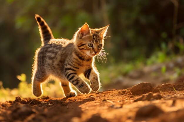 Vue d'un adorable chaton à l'extérieur