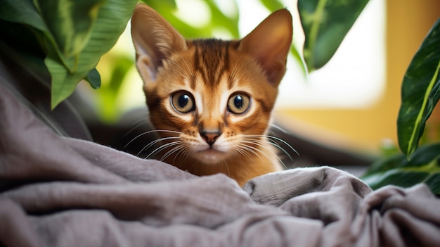 Vue d'un adorable chaton à l'intérieur de la maison