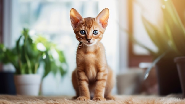 Photo gratuite vue d'un adorable chaton à l'intérieur de la maison