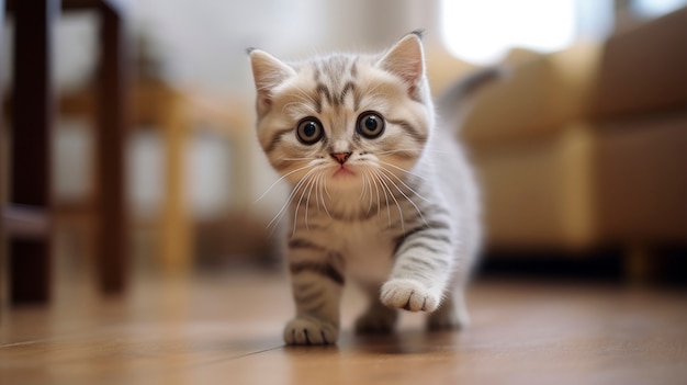 Vue d'un adorable chaton à l'intérieur de la maison