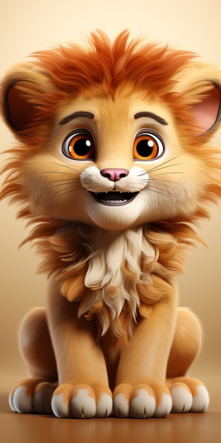 Photo gratuite vue d'un adorable lionceau animé en 3d