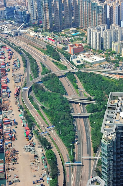 Vue aérienne de l'autoroute