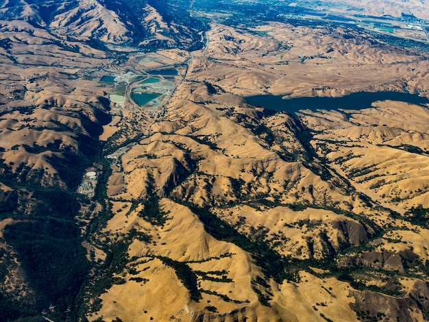 Vue aérienne de Blue Oak Ranch Reserve, à l'est de San Jose, Californie