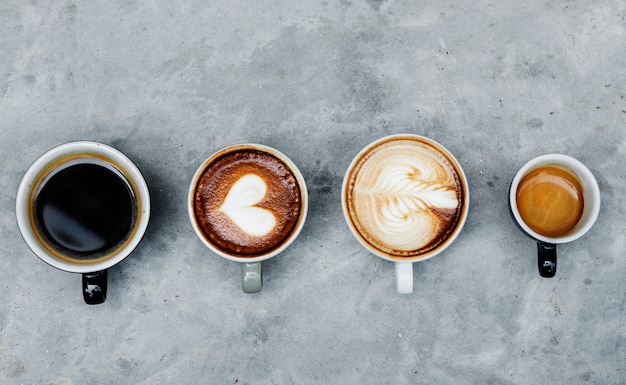 Vue aérienne de divers cafés