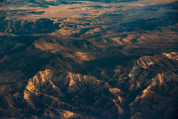 Vue aérienne du désert