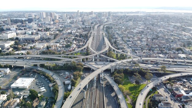 Vue aérienne du labyrinthe de MacArthur Oakland California, USA