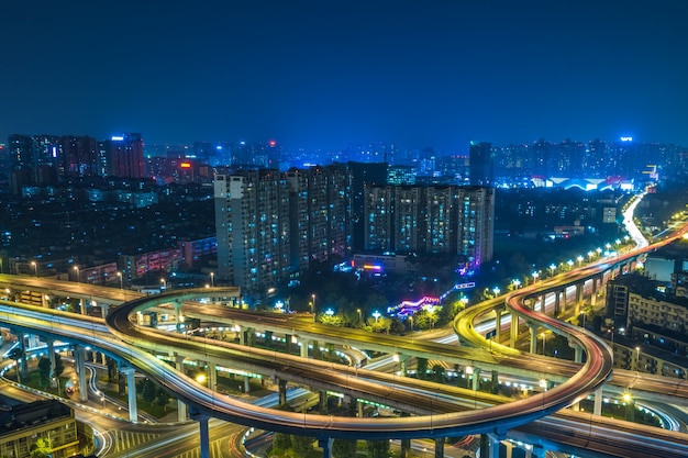 Photo gratuite vue aérienne du passage supérieur de chengdu