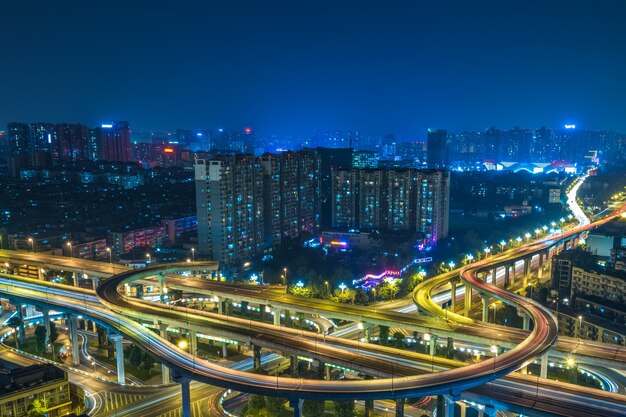 Vue aérienne du passage supérieur de Chengdu