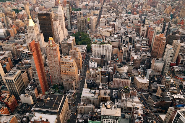 Photo gratuite vue aérienne de new york city skyline rue