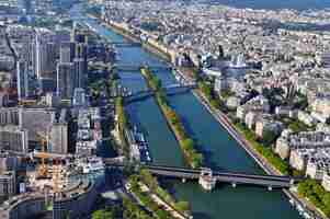 Photo gratuite vue aérienne de paris avec seine