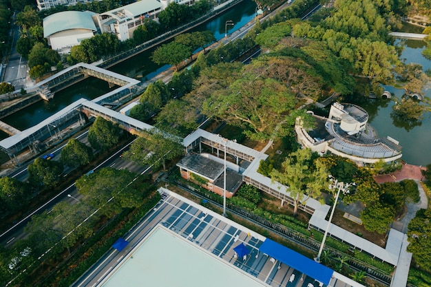 Vue aérienne, de, paysage urbain