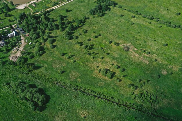 Vue aérienne des plaines et des champs