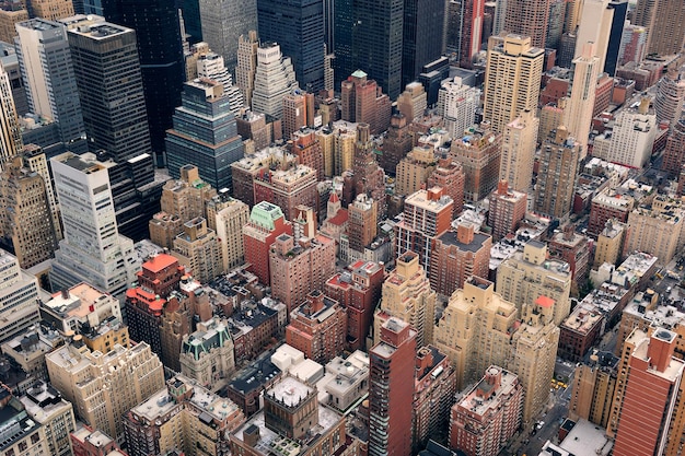 Photo gratuite vue aérienne de la rue manhattan de new york city