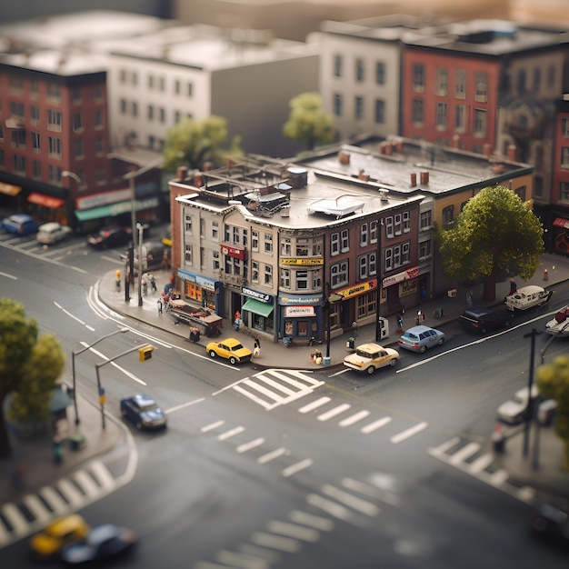 Photo gratuite vue aérienne de la rue de la ville rendu 3d de la scène urbaine