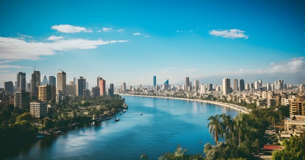 Vue aérienne sur la ville au bord de l'eau