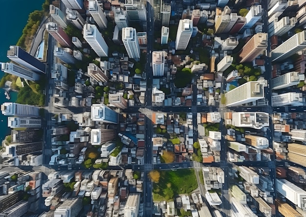 Vue aérienne sur la ville