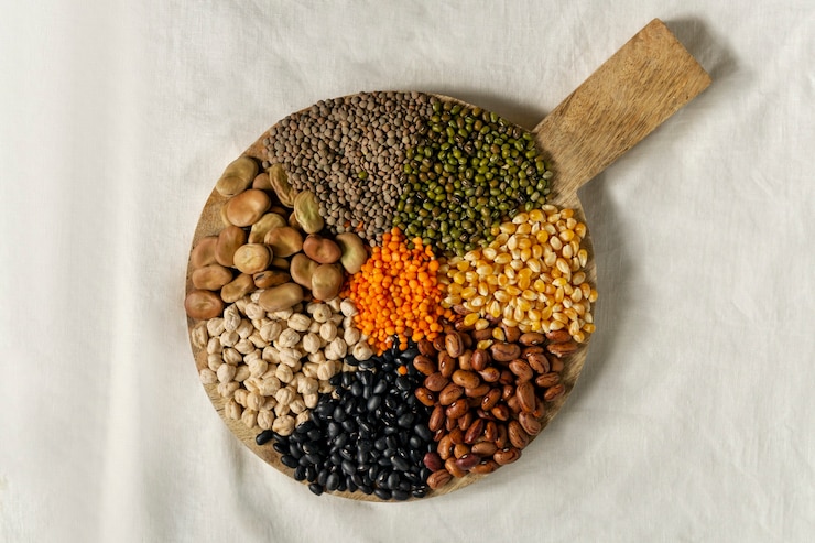 Photo gratuit vue des allergènes couramment trouvés dans les céréales alimentaires