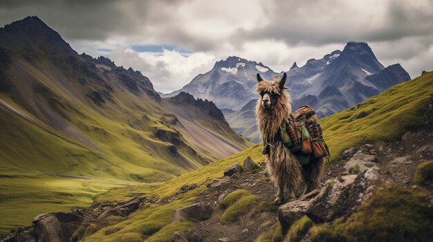 Vue de l'alpaca sauvage