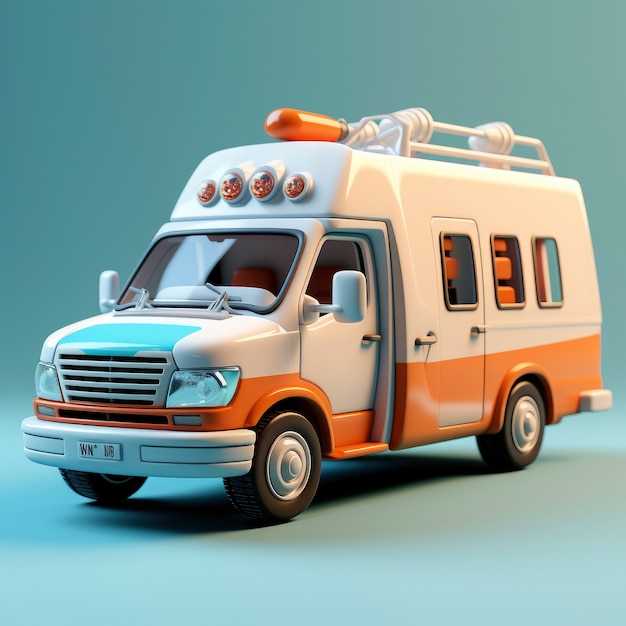 Photo gratuite vue d'une ambulance graphique 3d