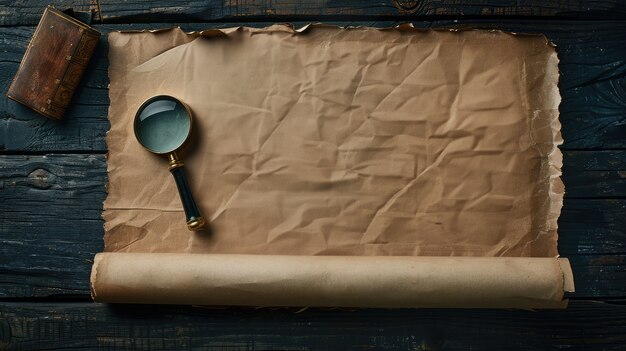 Vue d'un ancien rouleau de papier pour l'écriture et la documentation