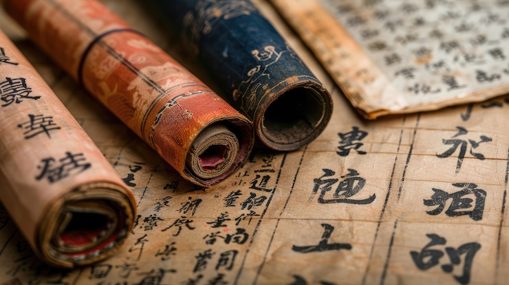 Photo gratuit vue d'un ancien rouleau de papier pour l'écriture et la documentation