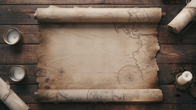 Vue d'un ancien rouleau de papier pour l'écriture et la documentation