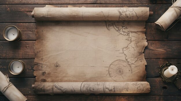 Vue d'un ancien rouleau de papier pour l'écriture et la documentation