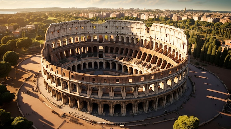 Photo gratuit vue de l'ancienne arène du colosseum romain