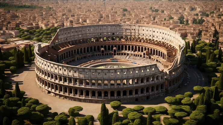Photo gratuit vue de l'ancienne arène du colosseum romain