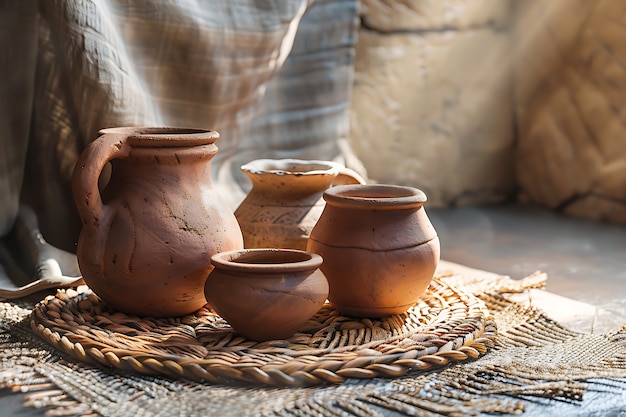 Photo gratuite vue des anciens vases de poterie et de la terre cuite