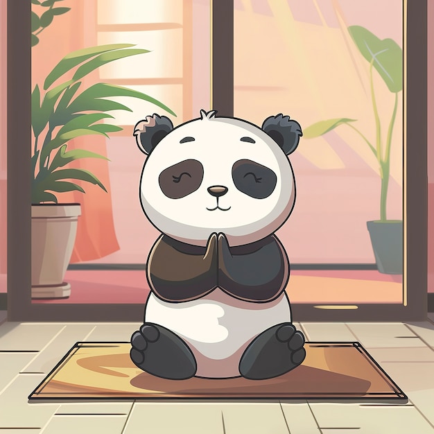 Vue d'un animal de dessin animé pratiquant le yoga