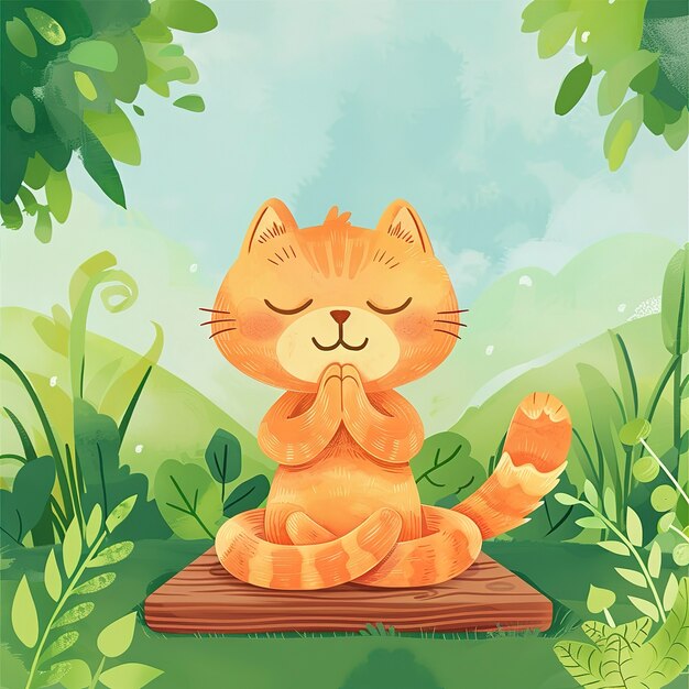 Vue d'un animal de dessin animé pratiquant le yoga