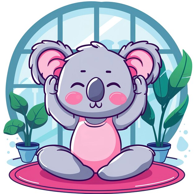 Vue d'un animal de dessin animé pratiquant le yoga