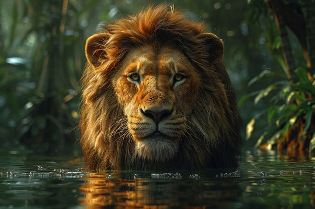 Vue de l'animal lion dans son habitat naturel