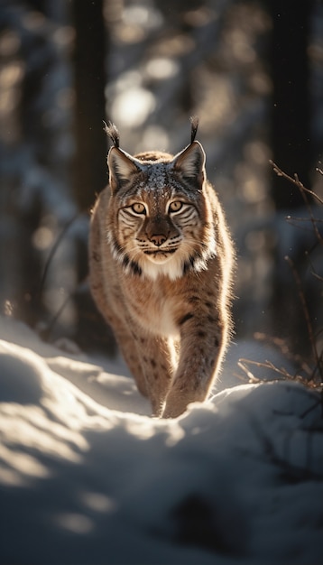 Photo gratuite vue de l'animal lynx à l'état sauvage