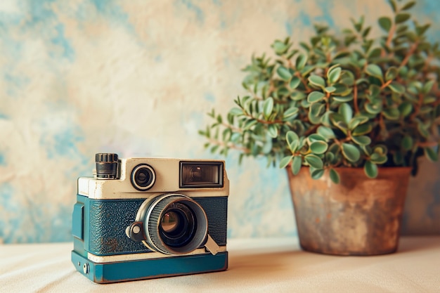 Photo gratuite vue d'un appareil photo vintage en nuances