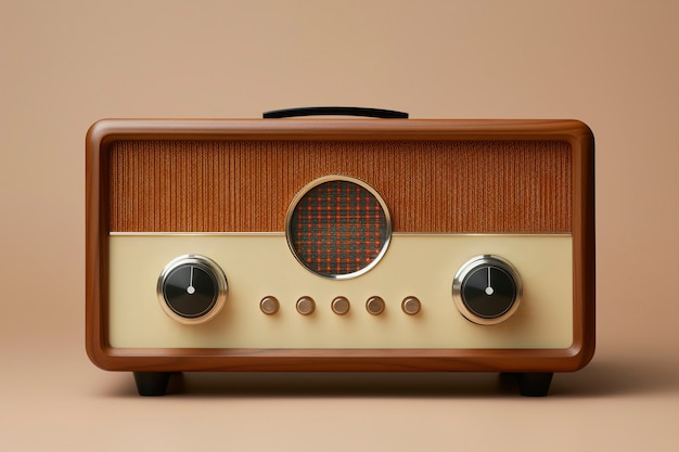 Photo gratuite vue d'un appareil radio vintage en tons de coquille d'œuf