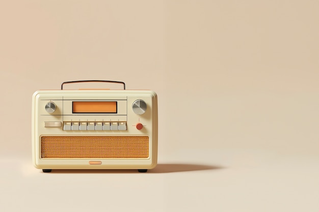 Vue d'un appareil radio vintage en tons de coquille d'œuf