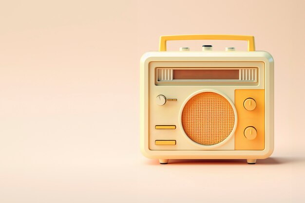 Vue d'un appareil radio vintage en tons de coquille d'œuf