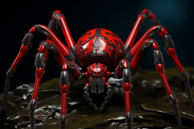 Vue d'une araignée tridimensionnelle avec des pattes et des chélicères