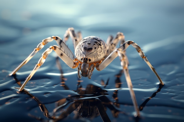 Photo gratuite vue d'une araignée tridimensionnelle avec des pattes et des chélicères