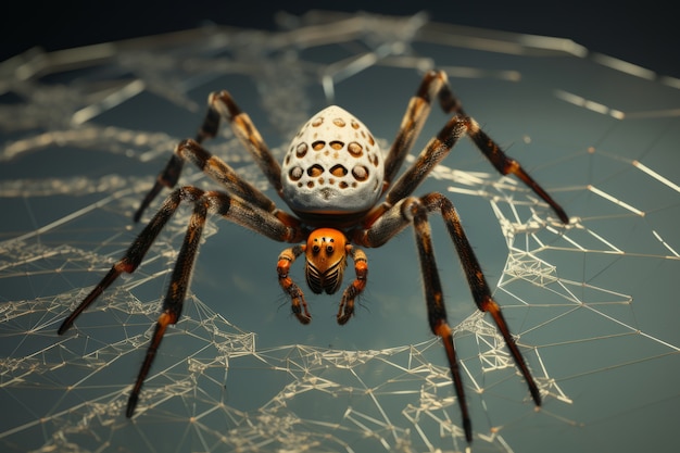 Photo gratuite vue d'une araignée tridimensionnelle avec des pattes et des chélicères