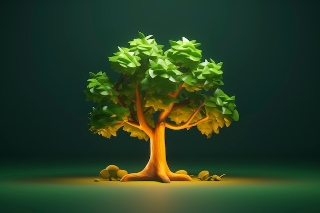 Photo gratuite vue d'un arbre 3d éclairé par le bas